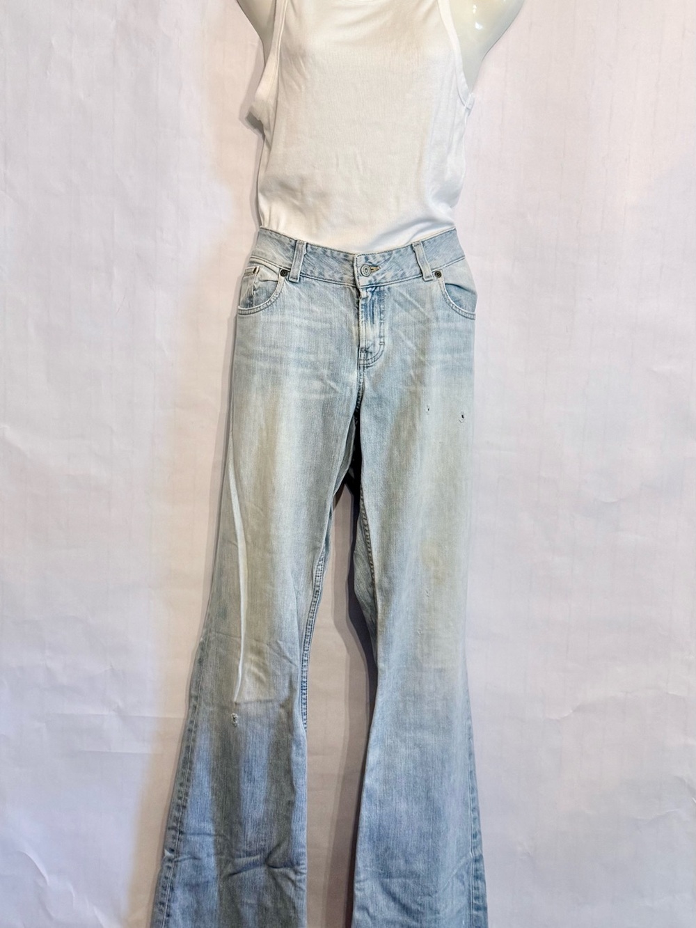 Buckle Light Blue Flared Jeans - Light Blue- For the TALL
